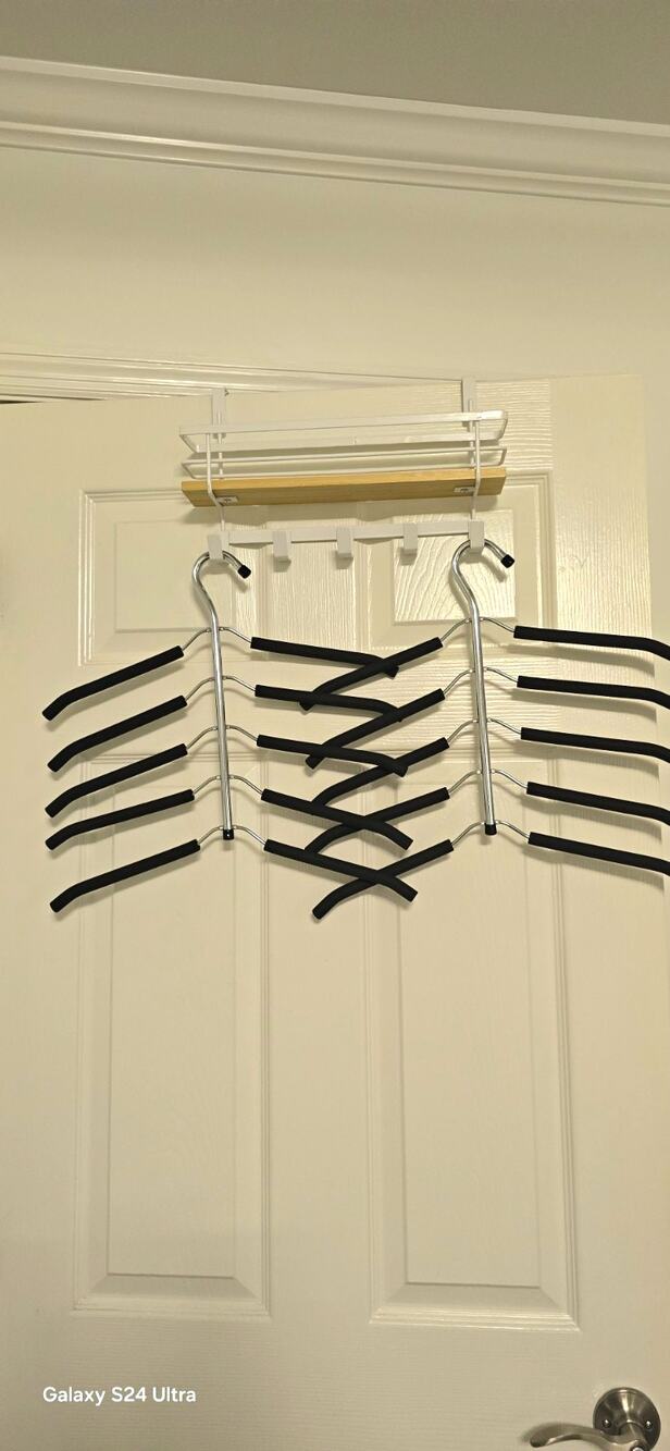 Pack Multi-Tier Metal Hangers with Non-Slip Foam Arms – Closet Space Saver